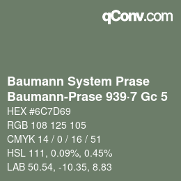 Code couleur: Baumann System Prase - Baumann-Prase 939·7 Gc 5 | qconv.com