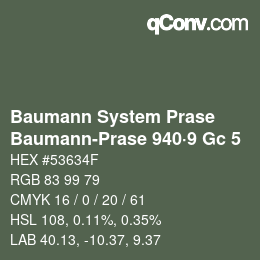 Farbcode: Baumann System Prase - Baumann-Prase 940·9 Gc 5 | qconv.com