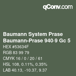 カラーコード: Baumann System Prase - Baumann-Prase 940·9 Gc 5 | qconv.com