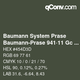 Code couleur: Baumann System Prase - Baumann-Prase 941·11 Gc 5 | qconv.com