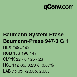 Código de color: Baumann System Prase - Baumann-Prase 947·3 G 1 | qconv.com