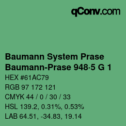 Código de color: Baumann System Prase - Baumann-Prase 948·5 G 1 | qconv.com