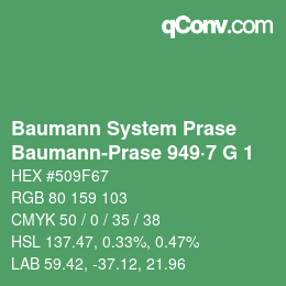Code couleur: Baumann System Prase - Baumann-Prase 949·7 G 1 | qconv.com