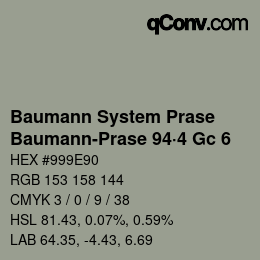 Color code: Baumann System Prase - Baumann-Prase 94·4 Gc 6 | qconv.com