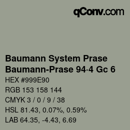 Farbcode: Baumann System Prase - Baumann-Prase 94·4 Gc 6 | qconv.com