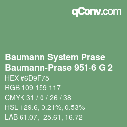 Code couleur: Baumann System Prase - Baumann-Prase 951·6 G 2 | qconv.com
