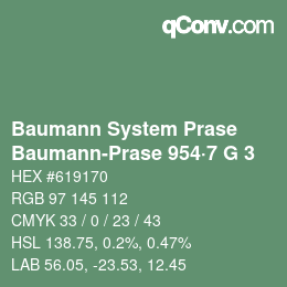 Code couleur: Baumann System Prase - Baumann-Prase 954·7 G 3 | qconv.com
