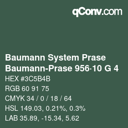 Color code: Baumann System Prase - Baumann-Prase 956·10 G 4 | qconv.com