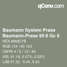 Código de color: Baumann System Prase - Baumann-Prase 95·6 Gc 6 | qconv.com