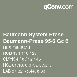 カラーコード: Baumann System Prase - Baumann-Prase 95·6 Gc 6 | qconv.com