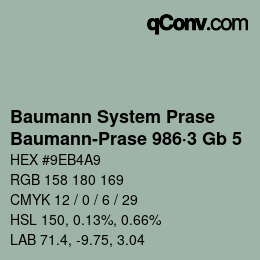 Code couleur: Baumann System Prase - Baumann-Prase 986·3 Gb 5 | qconv.com
