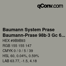 Color code: Baumann System Prase - Baumann-Prase 98b·3 Gc 6½ | qconv.com