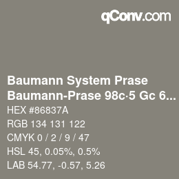 Code couleur: Baumann System Prase - Baumann-Prase 98c·5 Gc 6½ | qconv.com