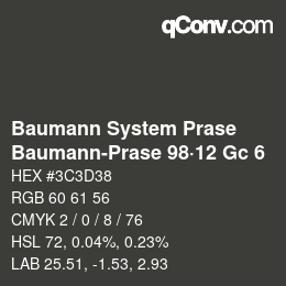 Code couleur: Baumann System Prase - Baumann-Prase 98·12 Gc 6 | qconv.com