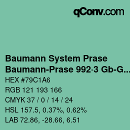 Code couleur: Baumann System Prase - Baumann-Prase 992·3 Gb-Gbb | qconv.com