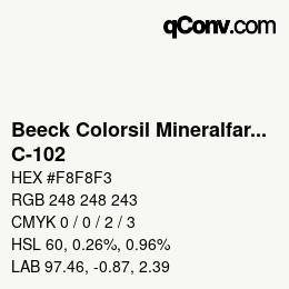 カラーコード: Beeck Colorsil Mineralfarbkarte - C-102 | qconv.com