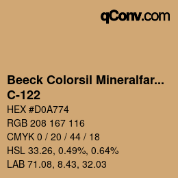 Código de color: Beeck Colorsil Mineralfarbkarte - C-122 | qconv.com