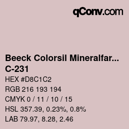 Farbcode: Beeck Colorsil Mineralfarbkarte - C-231 | qconv.com