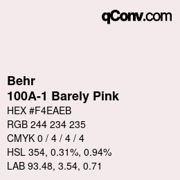 Código de color: Behr - 100A-1 Barely Pink | qconv.com