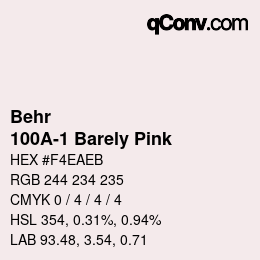 Code couleur: Behr - 100A-1 Barely Pink | qconv.com