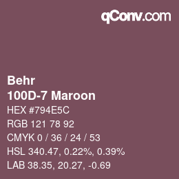 カラーコード: Behr - 100D-7 Maroon | qconv.com