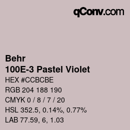 カラーコード: Behr - 100E-3 Pastel Violet | qconv.com