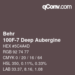 Color code: Behr - 100F-7 Deep Aubergine | qconv.com