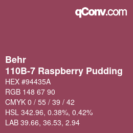 颜色代码: Behr - 110B-7 Raspberry Pudding | qconv.com