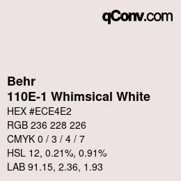 Código de color: Behr - 110E-1 Whimsical White | qconv.com