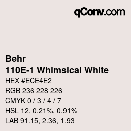 カラーコード: Behr - 110E-1 Whimsical White | qconv.com