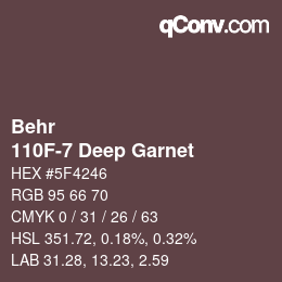 Código de color: Behr - 110F-7 Deep Garnet | qconv.com