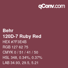 Código de color: Behr - 120D-7 Ruby Red | qconv.com