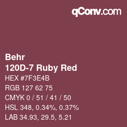 Code couleur: Behr - 120D-7 Ruby Red | qconv.com