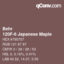 カラーコード: Behr - 120F-6 Japanese Maple | qconv.com