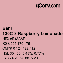 Code couleur: Behr - 130C-3 Raspberry Lemonade | qconv.com
