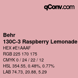 カラーコード: Behr - 130C-3 Raspberry Lemonade | qconv.com