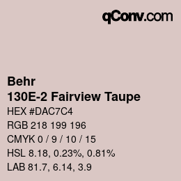 Código de color: Behr - 130E-2 Fairview Taupe | qconv.com