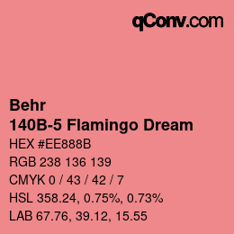 カラーコード: Behr - 140B-5 Flamingo Dream | qconv.com