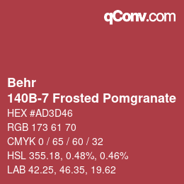 Farbcode: Behr - 140B-7 Frosted Pomgranate | qconv.com