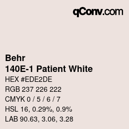 カラーコード: Behr - 140E-1 Patient White | qconv.com