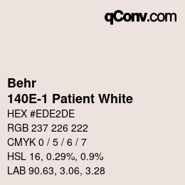 Color code: Behr - 140E-1 Patient White | qconv.com