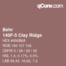 カラーコード: Behr - 140F-5 Clay Ridge | qconv.com