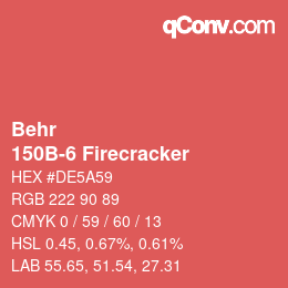 Código de color: Behr - 150B-6 Firecracker | qconv.com