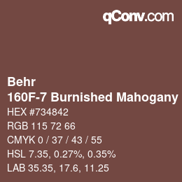Color code: Behr - 160F-7 Burnished Mahogany | qconv.com
