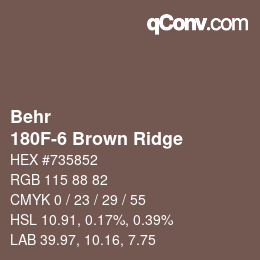 Farbcode: Behr - 180F-6 Brown Ridge | qconv.com