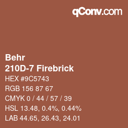 カラーコード: Behr - 210D-7 Firebrick | qconv.com