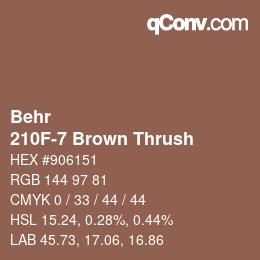 カラーコード: Behr - 210F-7 Brown Thrush | qconv.com