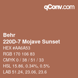 Color code: Behr - 220D-7 Mojave Sunset | qconv.com