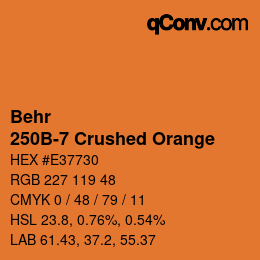 カラーコード: Behr - 250B-7 Crushed Orange | qconv.com