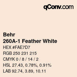 カラーコード: Behr - 260A-1 Feather White | qconv.com
